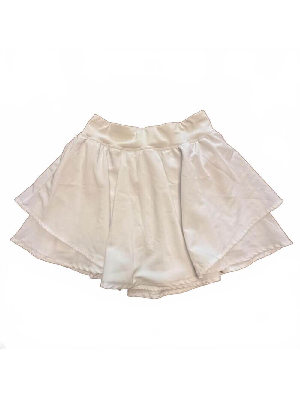 White Layered Athletic Skort with Elastic Waistband